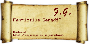 Fabriczius Gergő névjegykártya